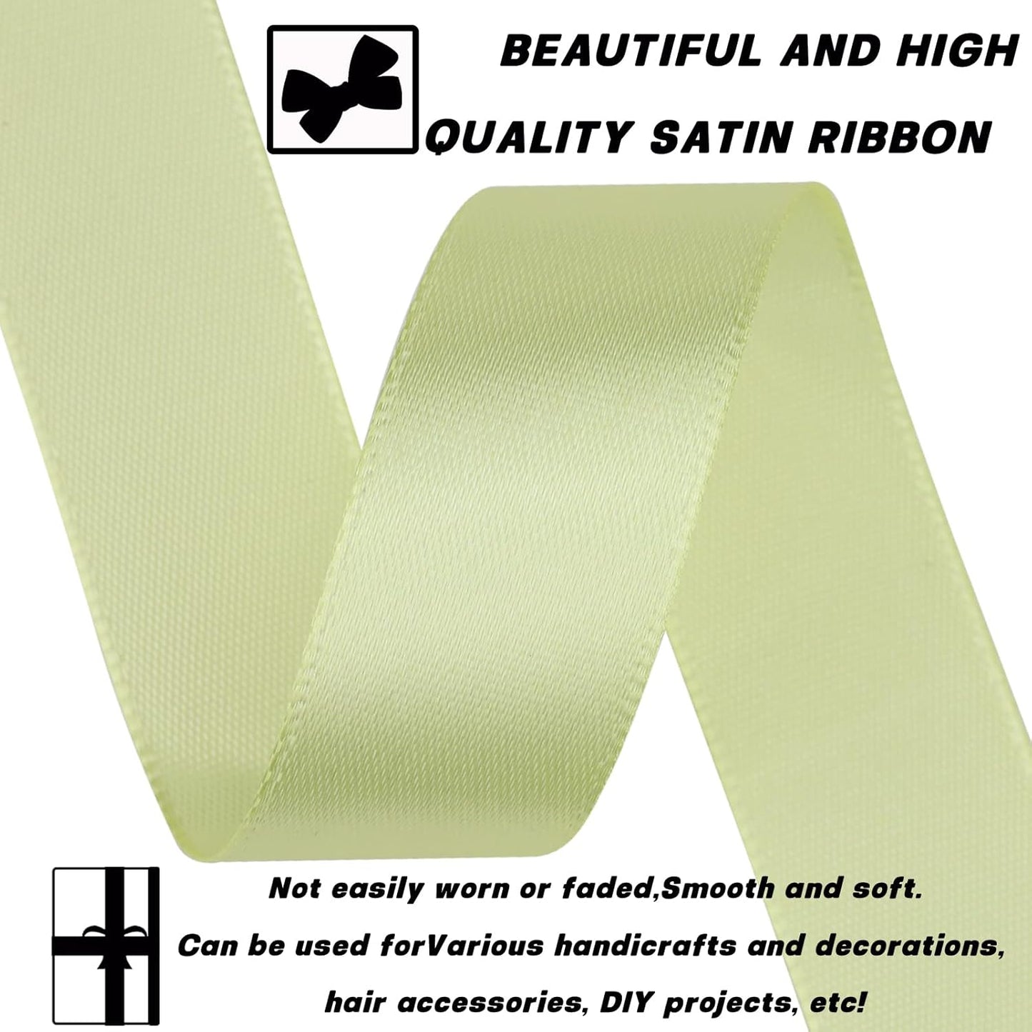 Rice Yellow Ribbon 7/8 Inch 30 Yards Satin Craft Ribbon-Single Face Polyester Ribbon for Handmade Roses,Gift Wrapping,Timeless Flower,Bouquets,Wedding and Party Decoration