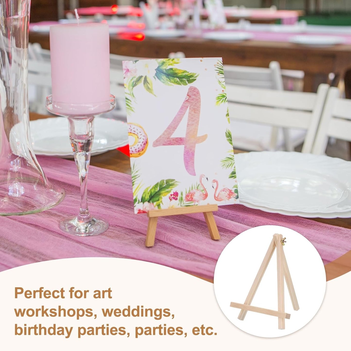 MECCANIXITY Mini Wood Display Easels, 9.4"x7.1"A-Frame Painting Tabletop Easels Holder Stand for Artists Beginners Displaying Small Canvases Art Photos Business Cards(Pack of 3, Wood Color)