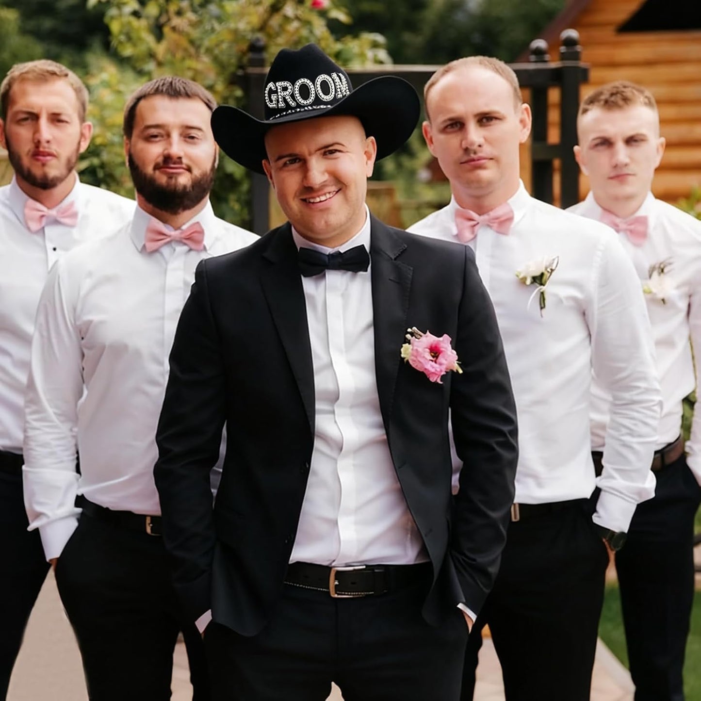 Frcctre 2 Pcs Bride Cowgirl Hat with Veil, Black Groom Cowboy Hat, Rhinestone Bride and Groom Cowboy Hats Wedding Bridal Shower Bachelorette Party Decoration Western Party Dress Up Accessories