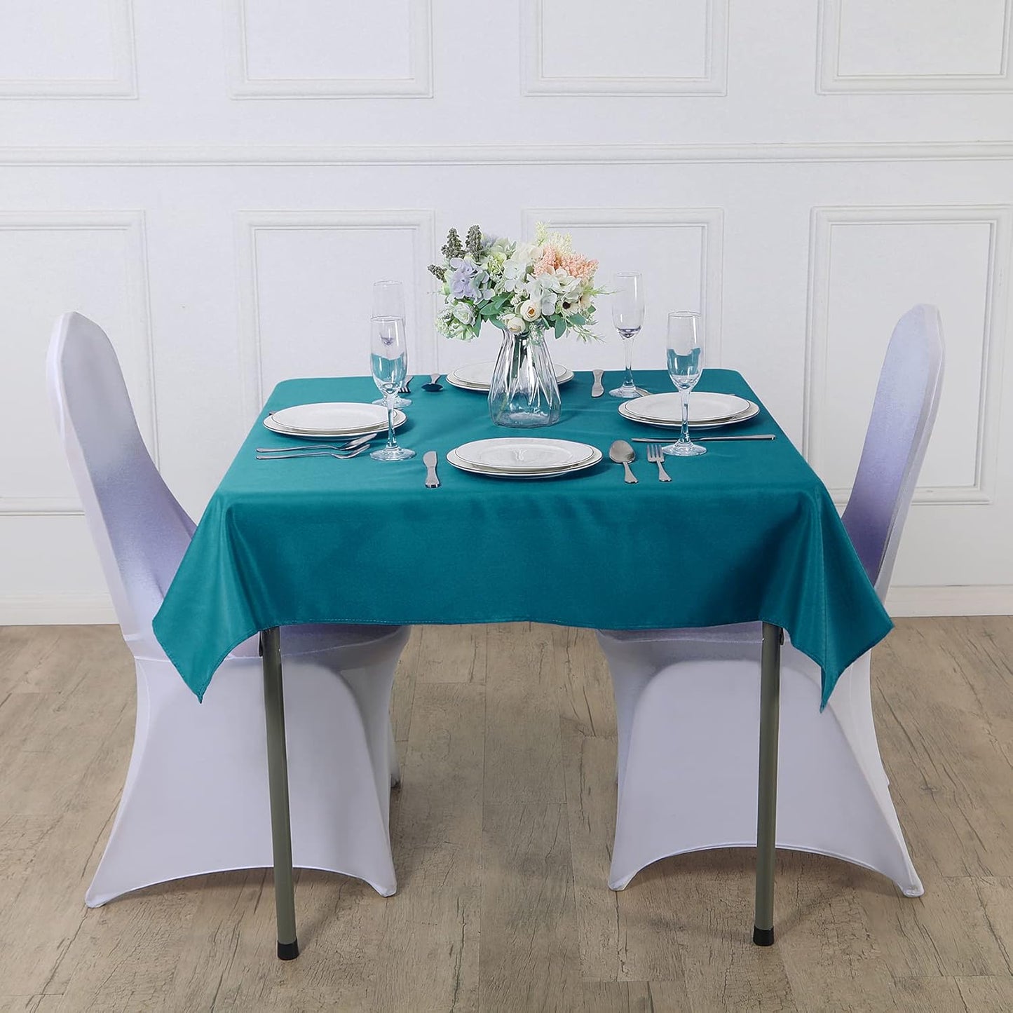 Cupuamon Square Tablecloth 90x90 inch Washable Polyester Fabric Table Cloth for Wedding Party Dining Banquet Decoration(90x90,Caribbean Blue)