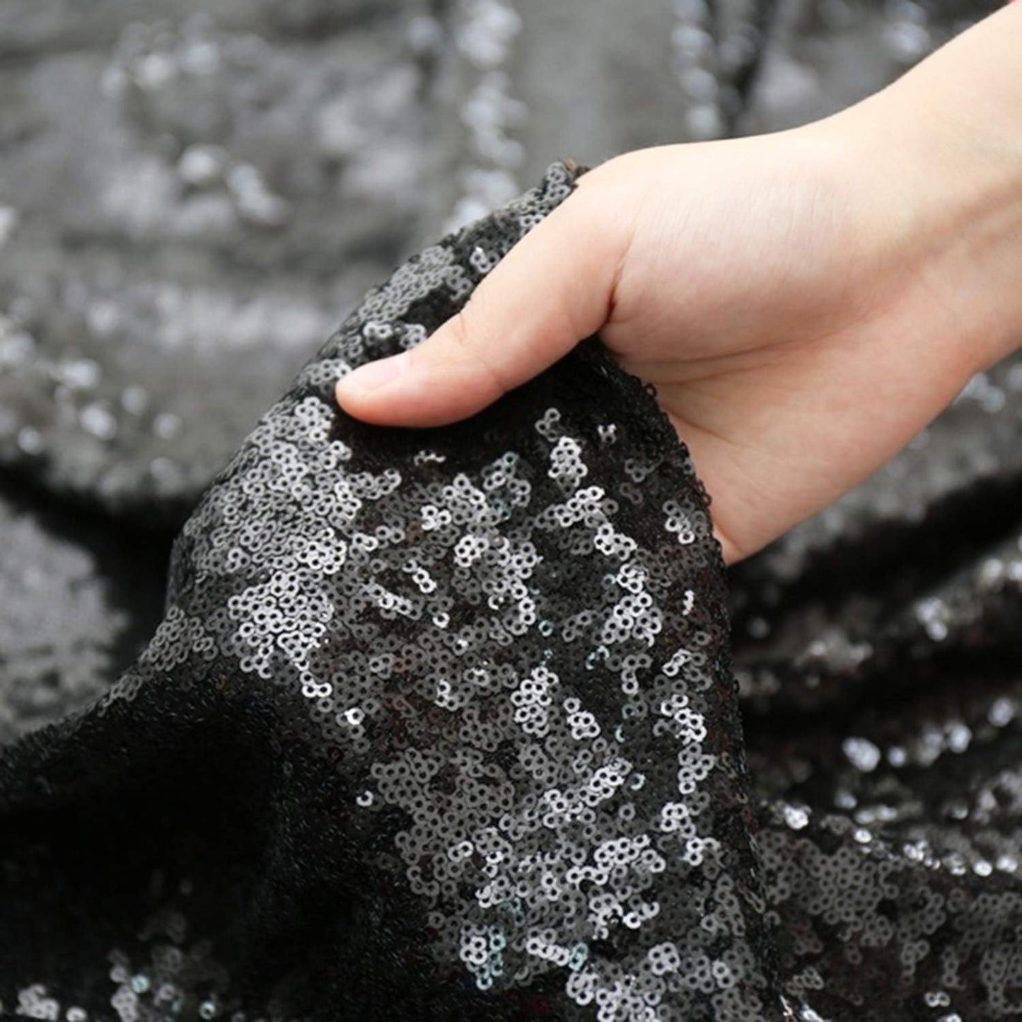 Poise3EHome Black Sequin Backdrop, 7FT x 7FT Black Sequin Photography Backdrop Curtain for Party Decoration