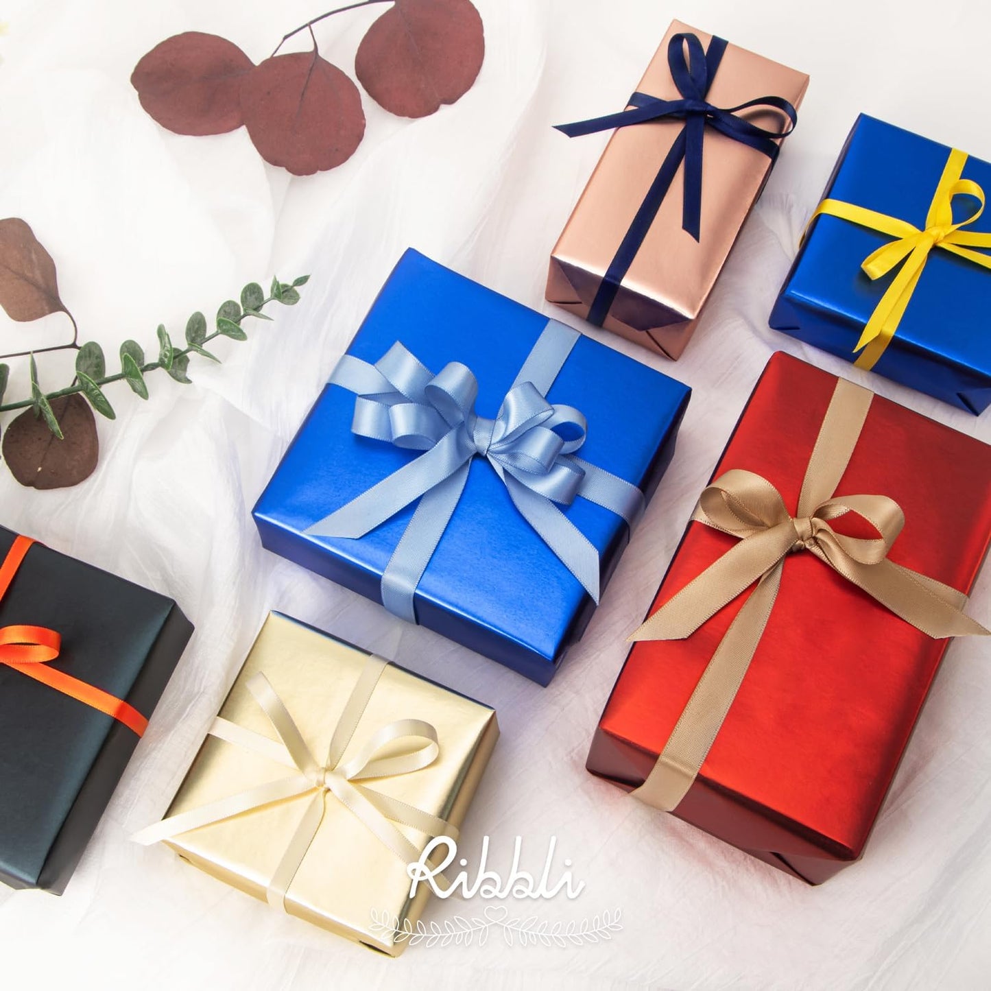 Ribbli Dusty Blue Satin Ribbon,Double Faced Satin 1/2 inch x Continuous 25 Yards,Use for Bows Bouquet,Gift Wrapping,Wedding Decoration,Floral Arrangement