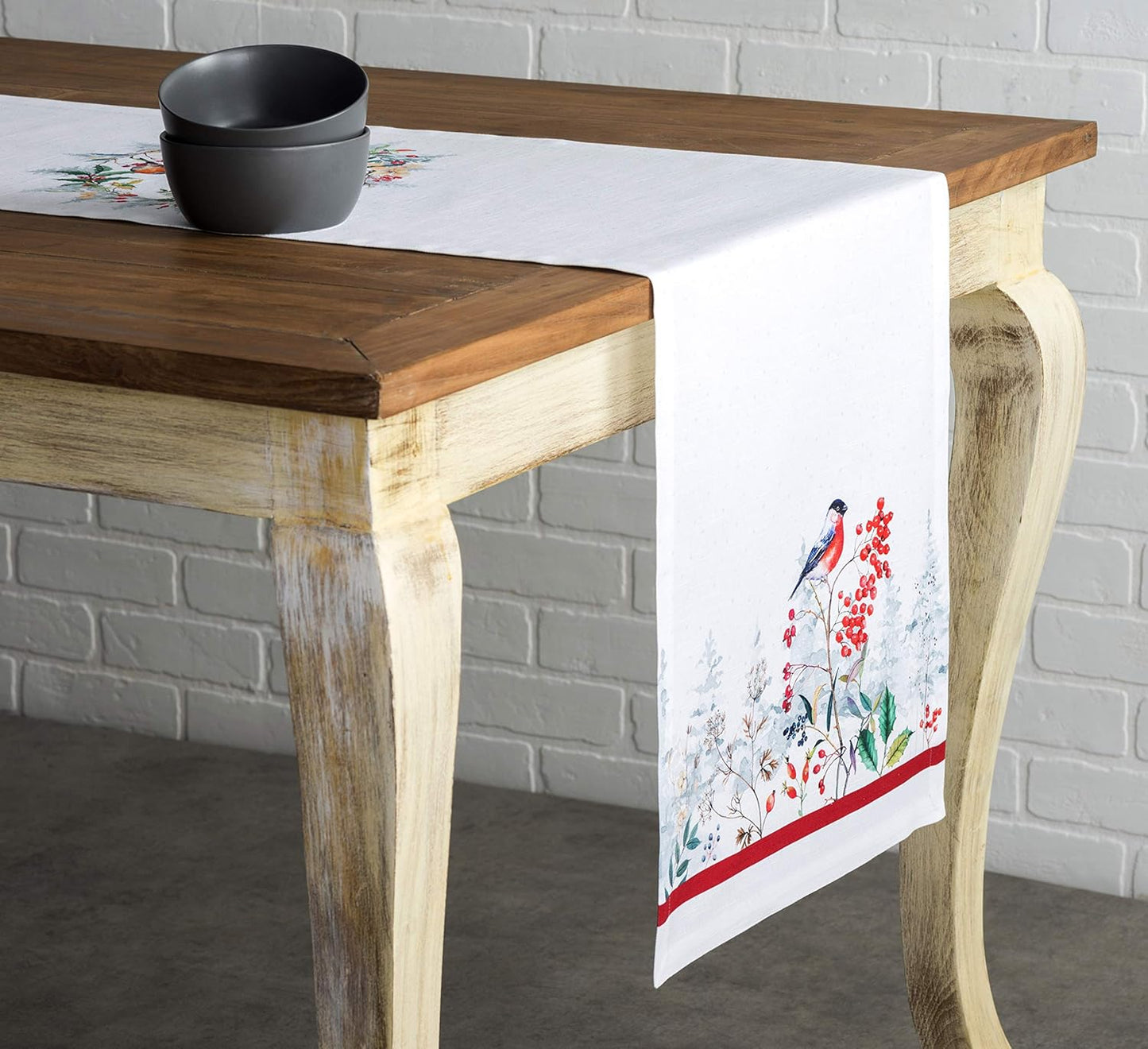 Maison d' Hermine Table Runner 100% Cotton Single Layer Table Runners 48 inches Long Decorative for Home Kitchen Dining Party Baby Shower Wedding Bridal Shower (Morzine, 14.50" x 48")