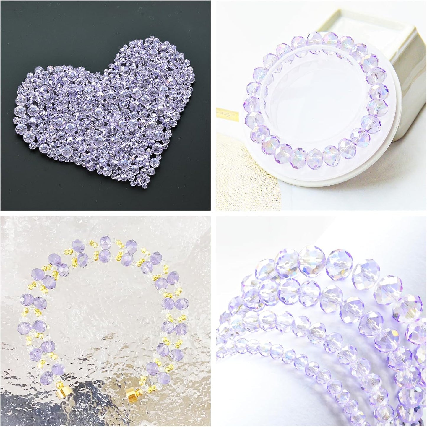 500Pcs 6mm Crystal Glass Beads for Jewelry Making Beads for Bracelets Necklace Pendants Making Supplies(Light Purple)