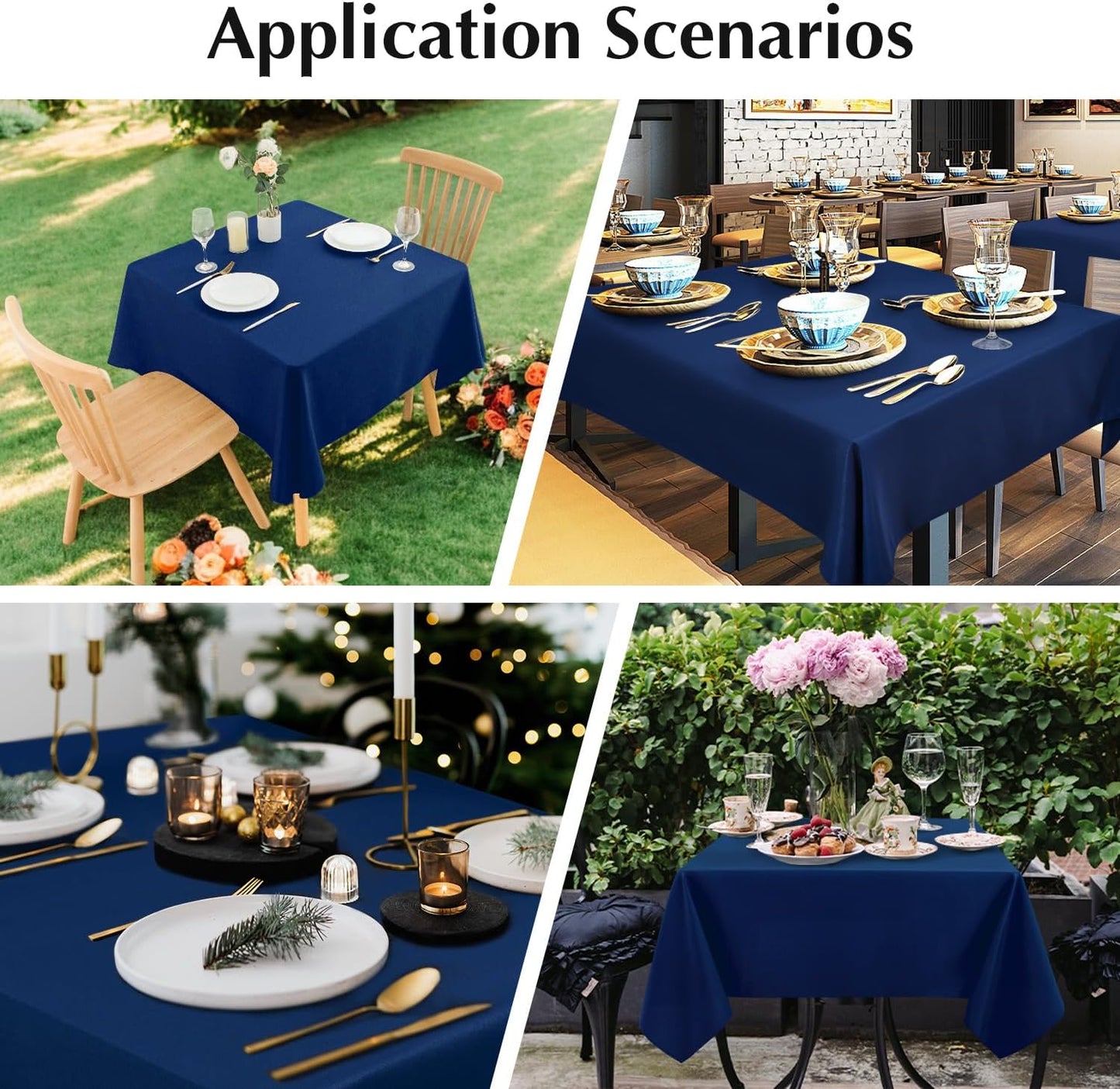 2 Pack Square Table Cloth 60X60 Inch Navy Washable Fabric Tablecloth Polyester Solid Dining Table Cover for Birthday Party Dinner Holiday Outdoor Indoor