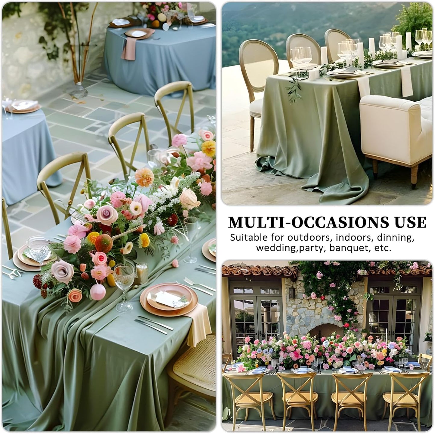 8 Pack Sage Green Tablecloth 60 x 102 Inch Rectangular Tablecloths for 6 Foot Rectangle Tables, Wrinkle Resistant Green Table Cloth Washable Polyester Fabric Table Covers for Party Wedding Banquet