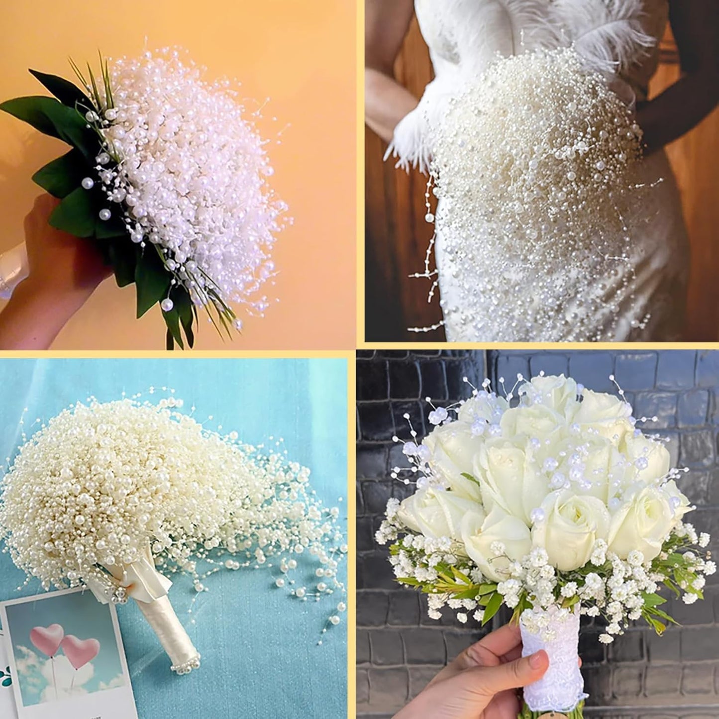 100 PCS Artificial Floating Beads for Centerpieces Vases, Black Gold 8+3mm String Beads for Wedding Party Faux Pearl String for Decorating, String Pearls for Crafts Vase Filler