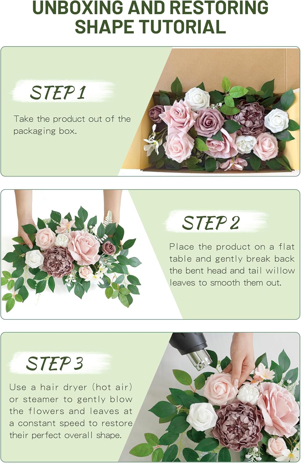 Wedding decor (pack of 2) Welcome Sign Flower Backdrop Garland For Ceremony Reception Wall Easel Home Decoration Entryway Faux Outdoor Board Head Table Decor (Dusty Rose)