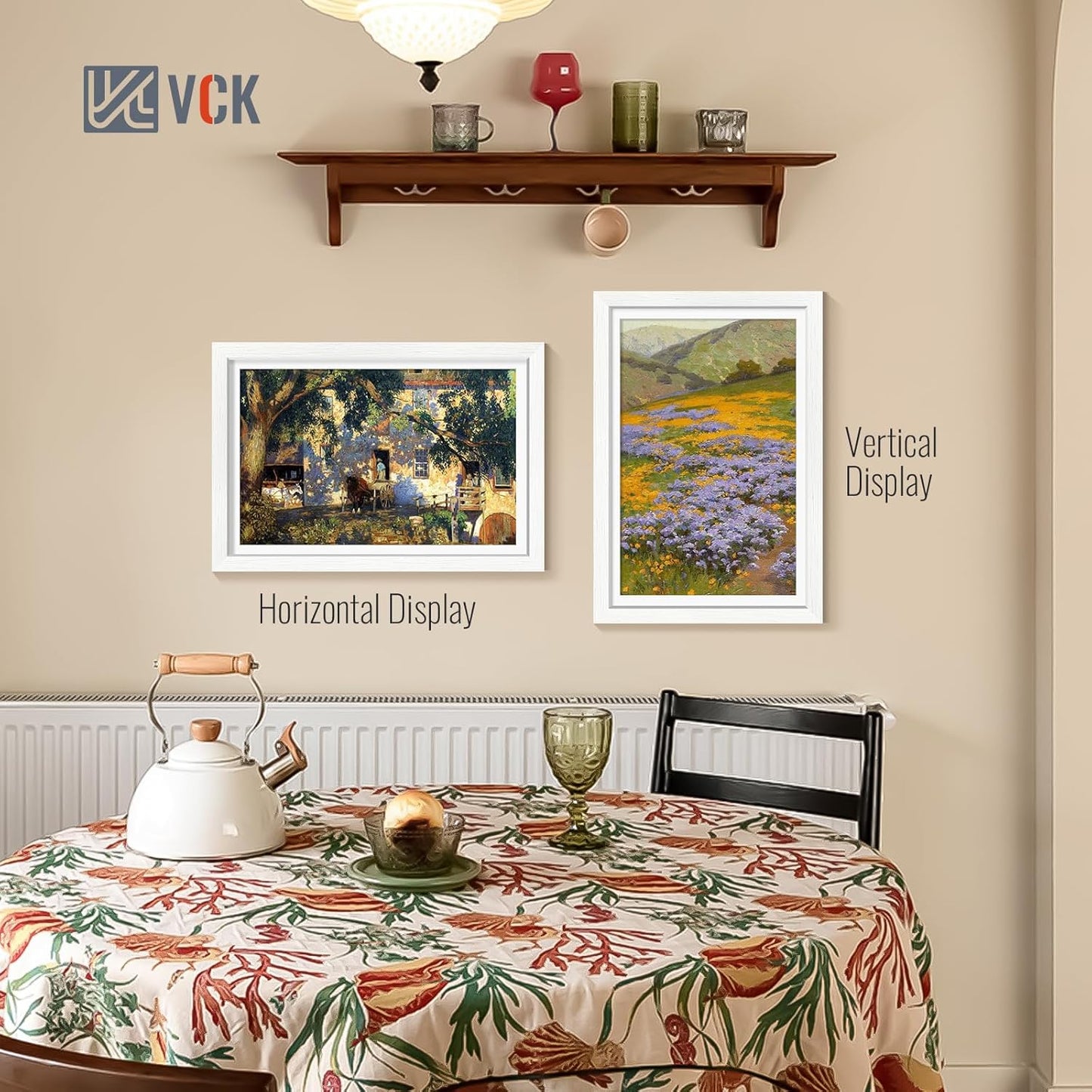 VCK 12x18 Frame, Textured White Wood Poster Frame with HD Glass, Display Picture 11x17 with Mat or 12x18 without Mat, 2 Pack