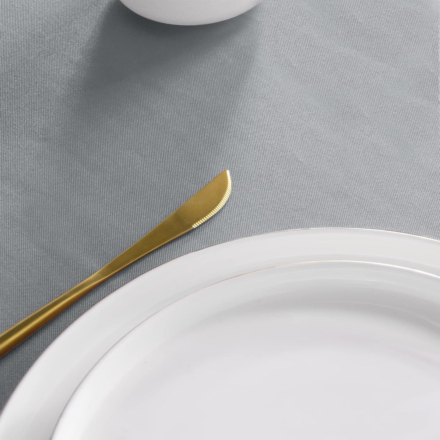 sancua Round Tablecloth - 48 Inch - Water Resistant Spill Proof Washable Polyester Table Cloth Decorative Fabric Table Cover for Dining Tables, Buffet Parties and Camping, Silver Grey