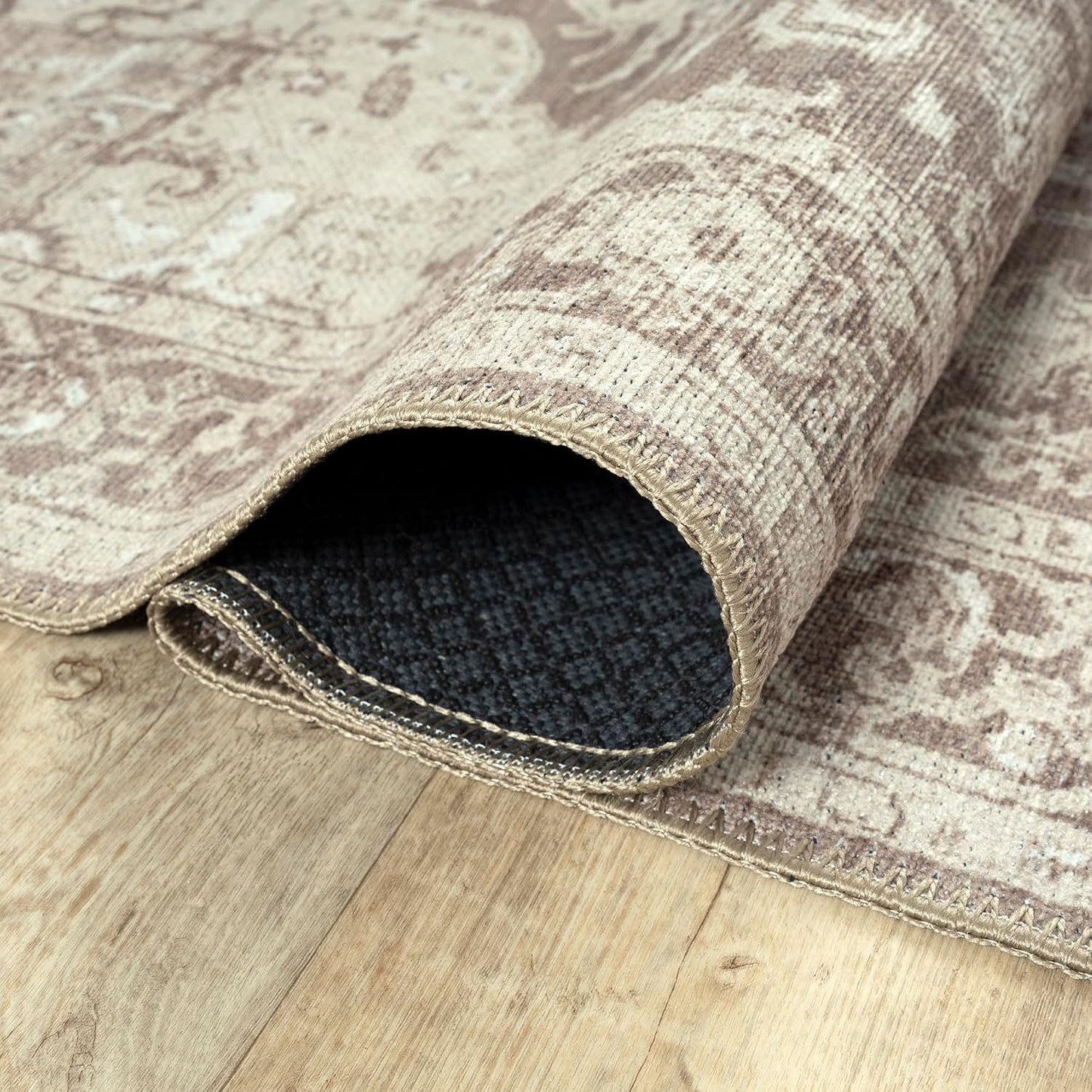 Bloom Rugs Washable Non-Slip 8' x 10' Rug - Light Brown Traditional Medallion Area Rug for Living Room, Bedroom, Dining Room, and Kitchen - Exact Size: 8' x 10'