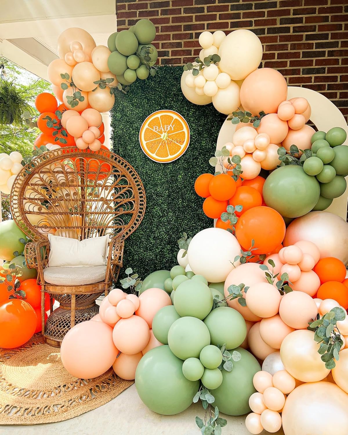 Sage Green and Orange Balloons, 12 Inch Green Brown Orange Balloons Olive Green Brown Beige Jungle Safari Wild Woodland Balloon for Birthday Wedding Baby Shower Party Decorations