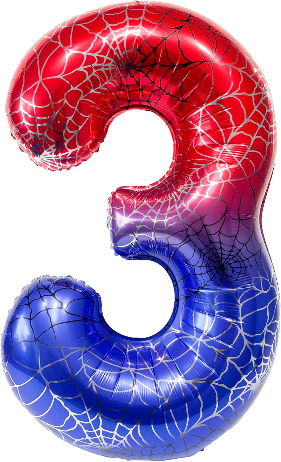 Spider Web 40Inch Foil Number Balloons Set 0-9 Includes Inflation Straws - Giant 7 Decor for Birthdays, Anniversary Party Arch Supplies (Spider, Number 3)