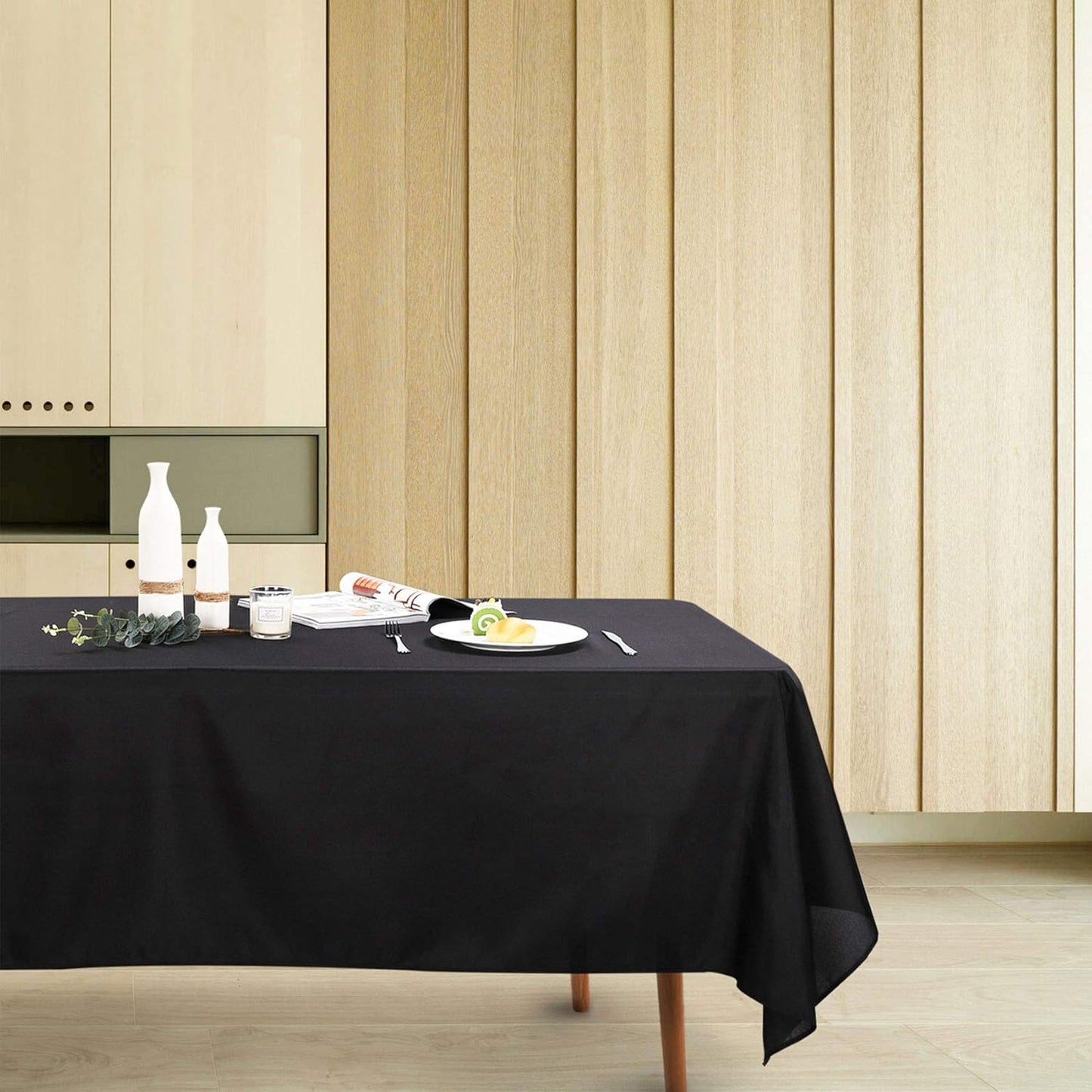 Ascoza 12pack 60x120 Inch Black Rectangular Tablecloth 6 Feet Table Cloth in Polyester Fabric for Wedding/Banquet/Restaurant/Parties