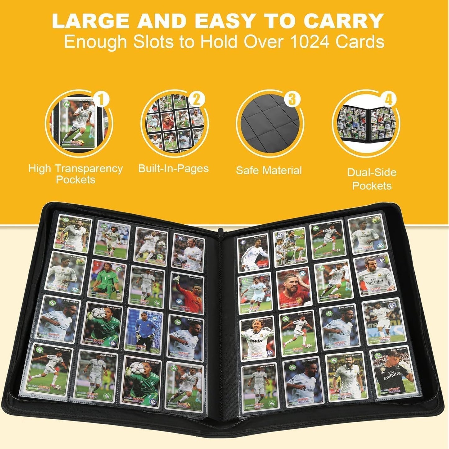 Premium Ringless Trading Card Binder - 1024 Capacity, 16 Side-Loading Pockets per Page, Archival Quality Protection & Anti-Slip Spine for TCG, MTG, Sports Cards (Emerald)