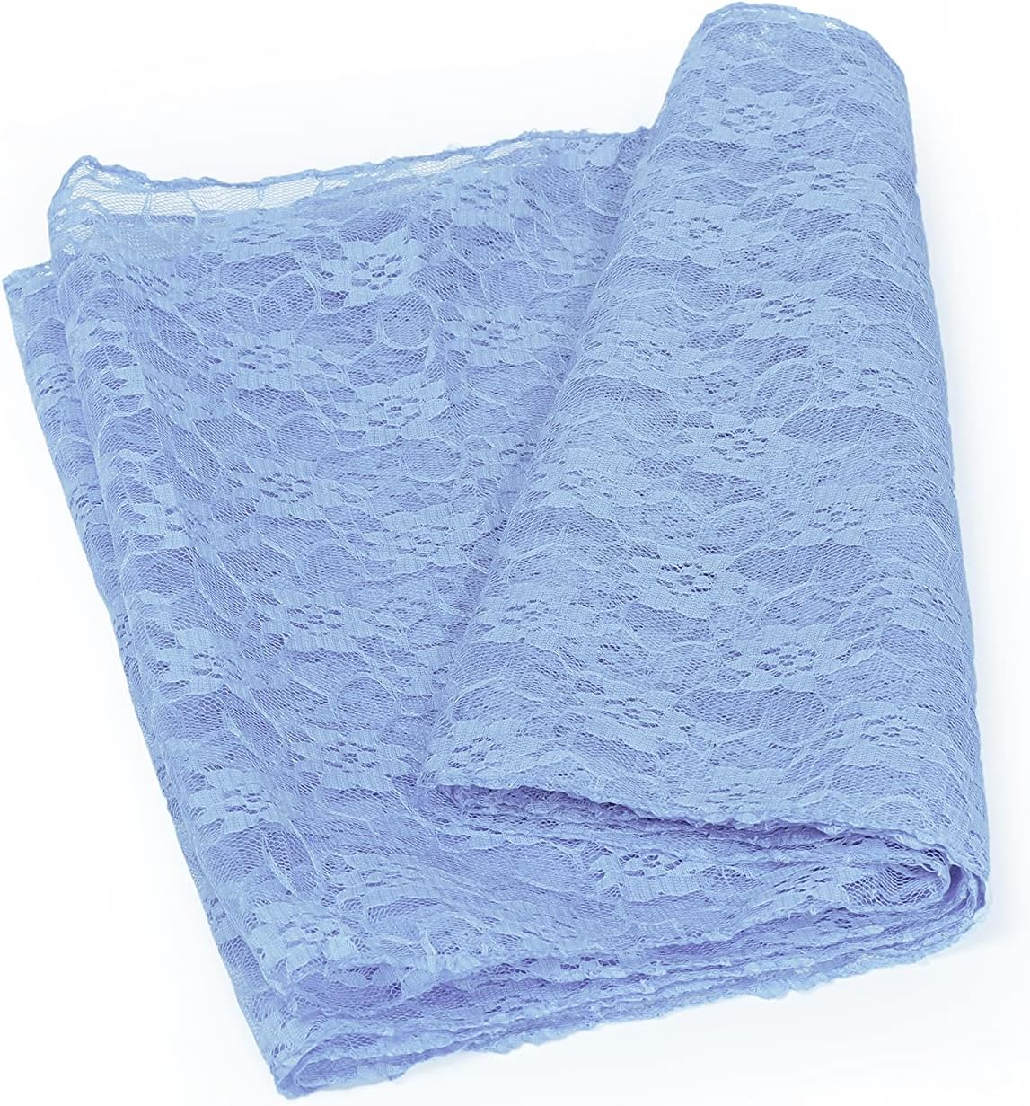 MDS Pack of 10 Wedding 12 x 108 inches Lace Table Runner for Wedding, Decorations for Birthday Parties, Banquets, Graduations, Engagements, and Runners fit Rectangle, Round Table- Baby Blue