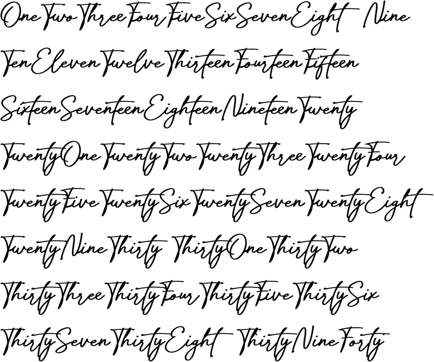 Cursive Wedding Table Number SET, DIY thin modern Black or White acrylic cutouts with silicone glue included. Words only, no backing (One - Twenty, Gloss White)