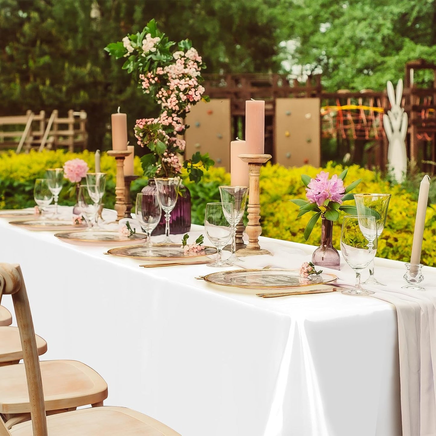 TURSTIN 1 Pack White Satin Tablecloth 102 x 58 Inch Overlay Satin Table Cover Rectangle Bright Silk Tablecloth Smooth Fabric Table Decoration for Wedding Banquet Party Events