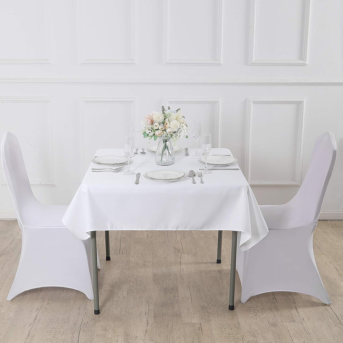 Cupuamon Square Tablecloth 90x90 inch Washable Polyester Fabric Table Cloth for Wedding Party Dining Banquet Decoration(90x90,White)