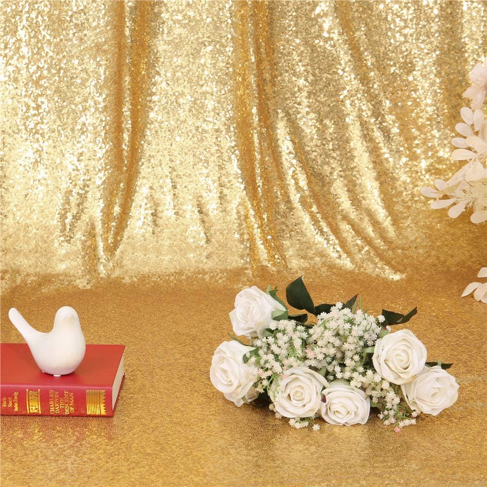 Eternal Beauty Gold Sequin Backdrop, 10x10 Ft Glitter Background Curtains for Shimmer Photography Party Wedding Birthday Back Drop Decor