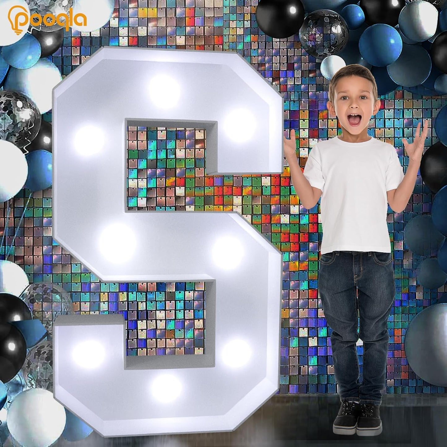 Pooqla 3FT Marquee Light Up Letters, LED Big Mosaic Marquee Letters 3 Feet, Giant LED Sign for Balloons Birthday Anniversary Wedding Party Decoration, Cool White and Warm White Letter B