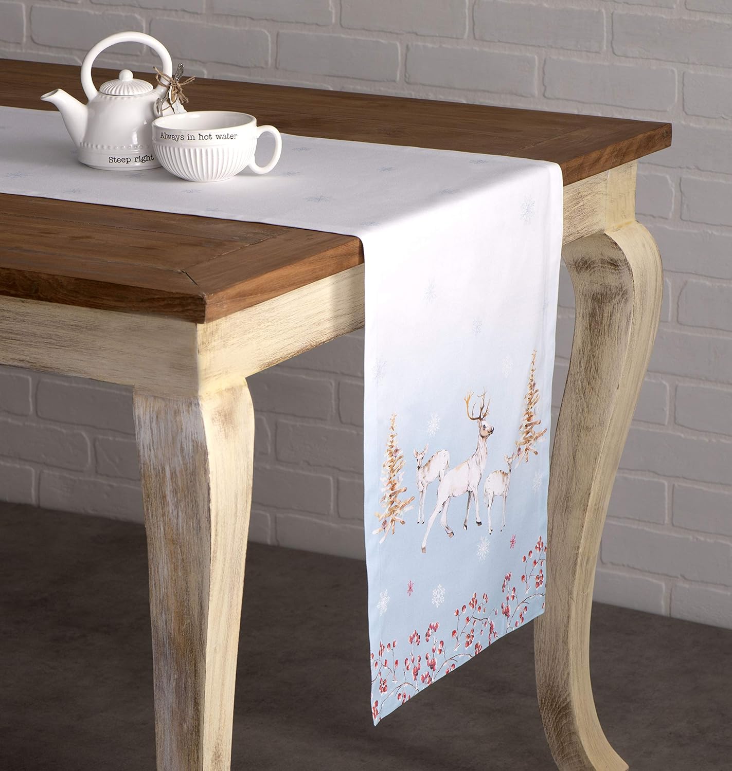 Maison d' Hermine Table Runner 100% Cotton Single Layer Table Runners 60 inches Long Decorative for Home Kitchen Dining Party Baby Shower Wedding Bridal Shower (Fairytale Forest, 14.50" x 60")