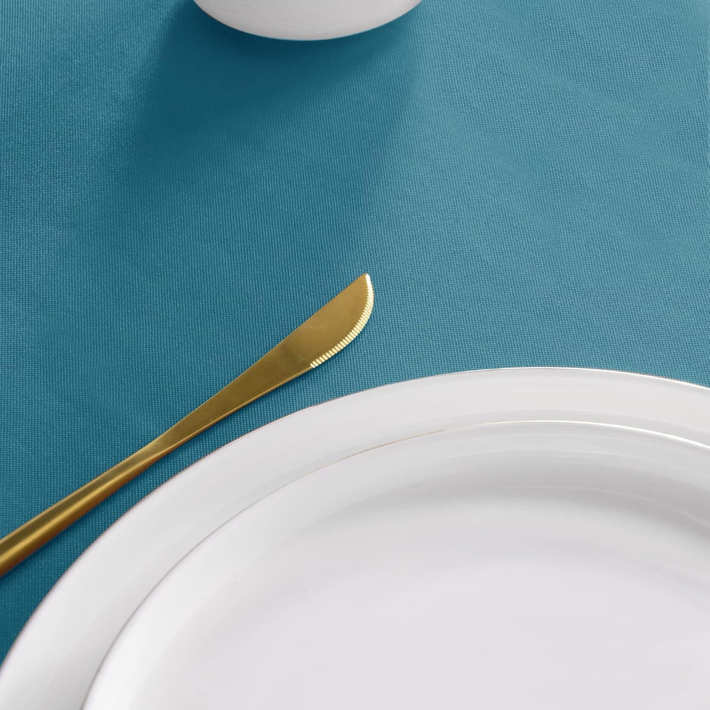 sancua Round Tablecloth - 120 Inch - Water Resistant Spill Proof Washable Polyester Table Cloth Decorative Fabric Table Cover for Dining Tables, Buffet Parties and Camping, Teal