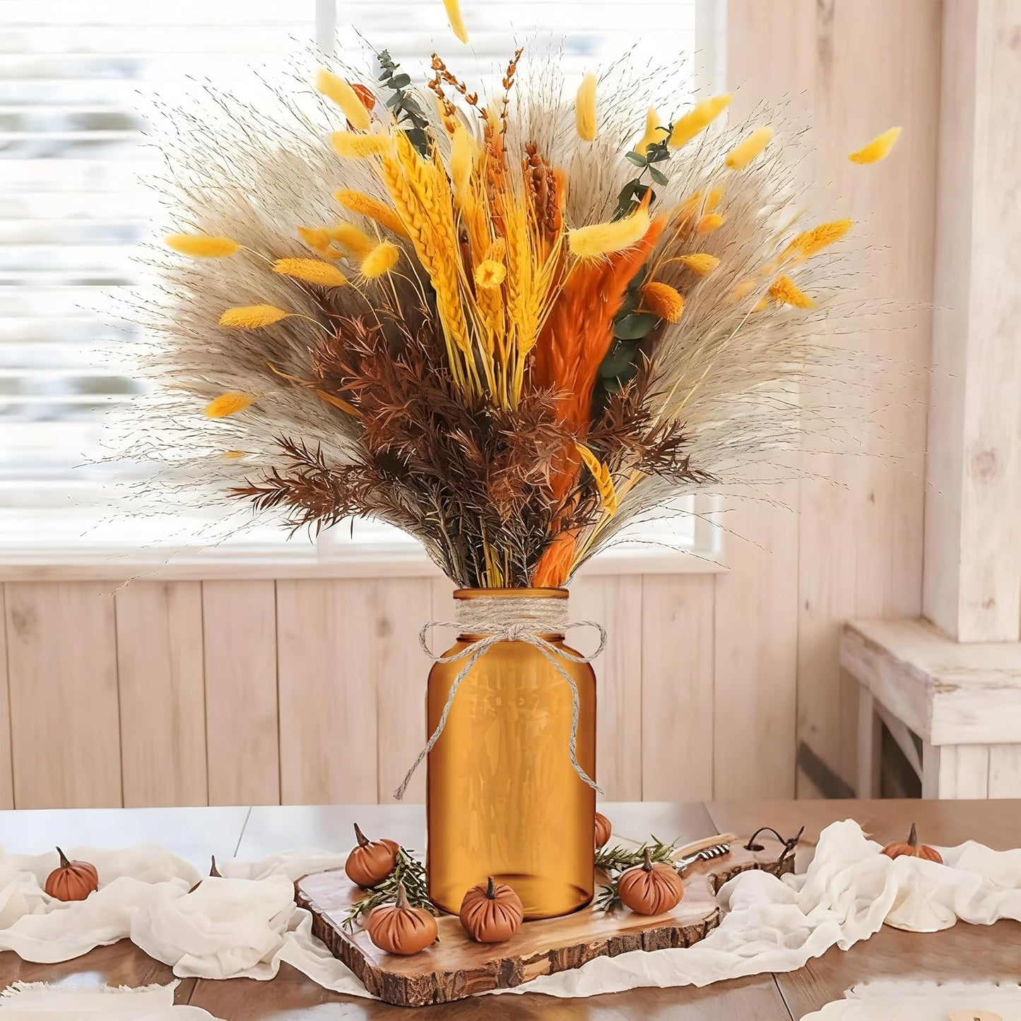 Vintage Glass Flower Vase,12 Pack Farmhouse Amber Gold Glass Centerpiece Vases Mason Jars for Weddings, Parties & Home Decor Bulk (12, Amber)