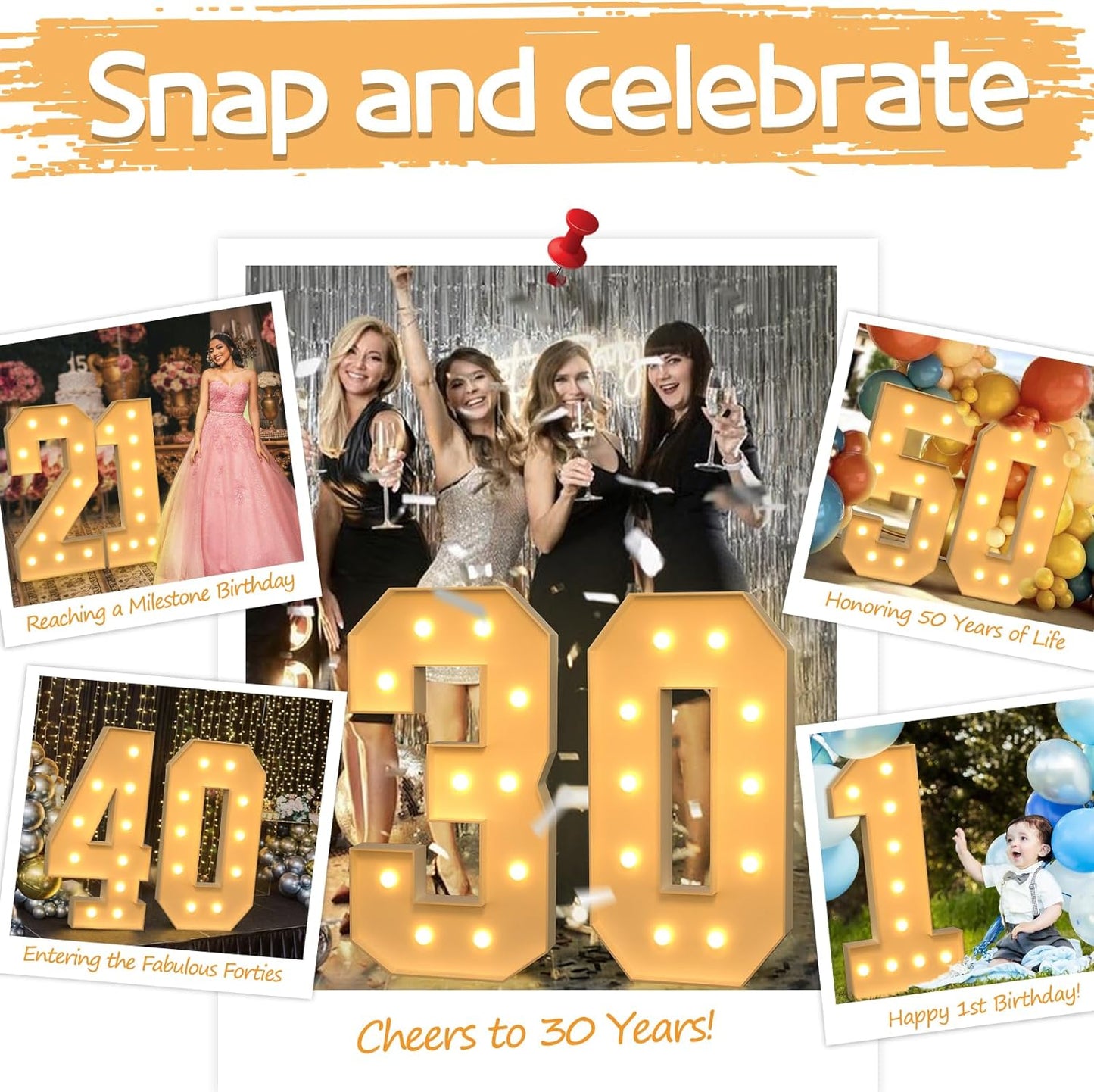 imprsv 4FT Marquee Numbers,DIY Light Up Numbers for 30th Birthday Decorations, Party Party Decorations,Anniversary Party Decor,Mosaic Number for Balloons Number 3,Pre-Cut Foam Board Kit