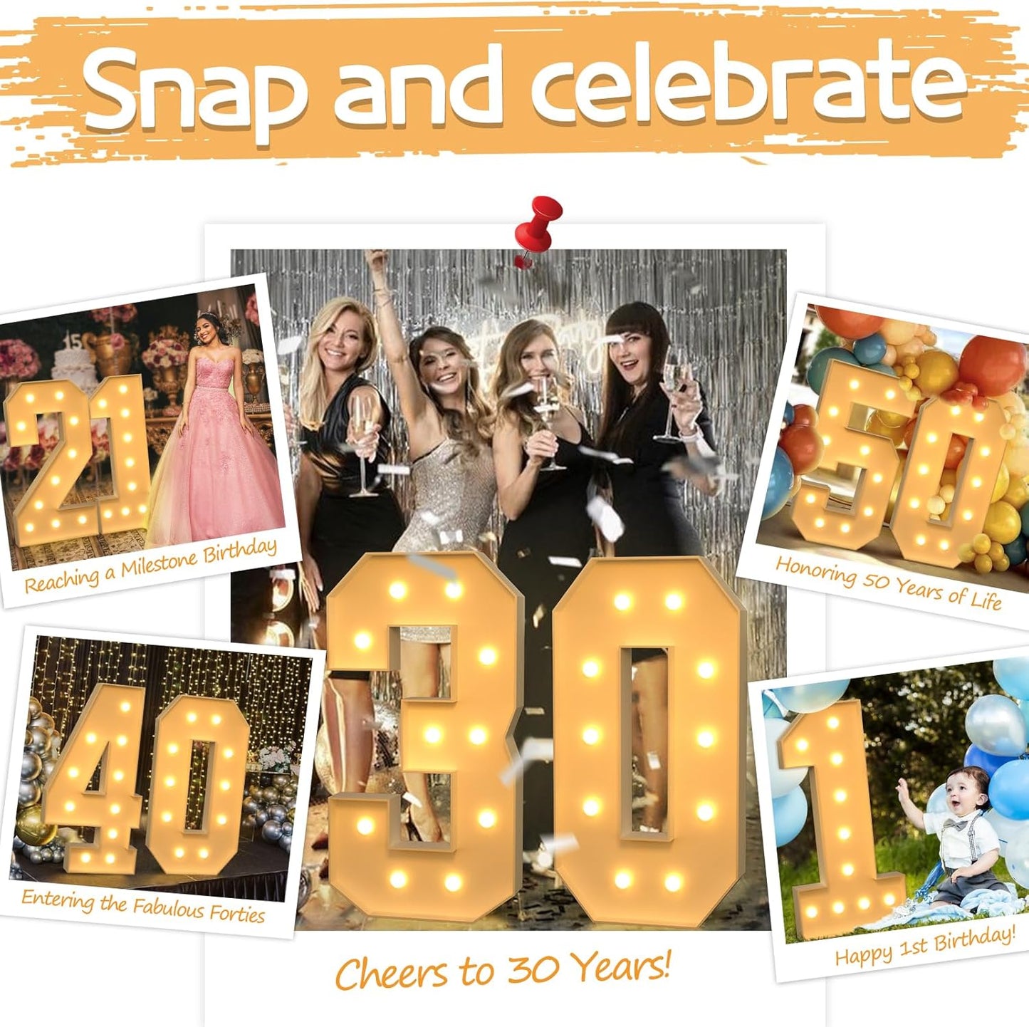 imprsv 4FT Marquee Numbers,DIY Light Up Numbers for 50th Birthday Decorations, Party Party Decorations,Anniversary Party Decor,Mosaic Number for Balloons Number 5,Pre-Cut Foam Board Kit