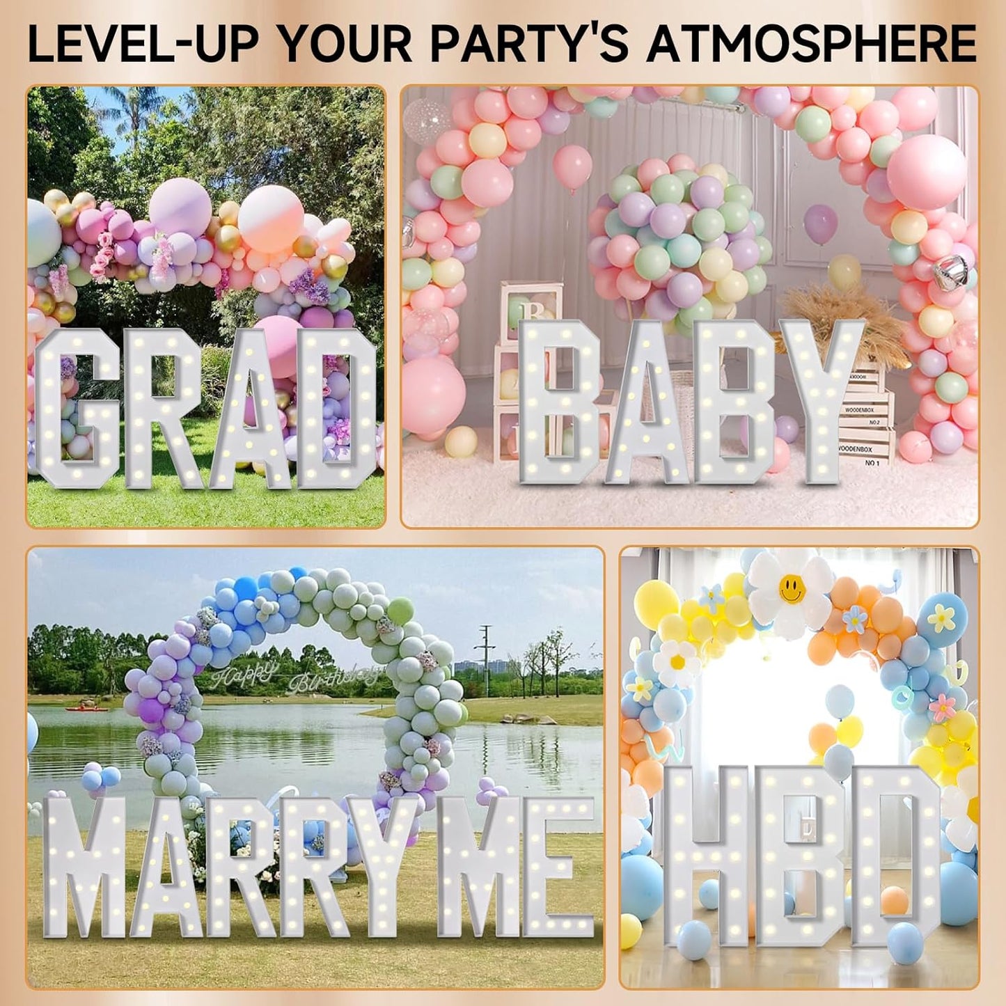 EUFONY Marquee Letters 4 Feet Tall, 4 FT Marquee Light Up Letters, Giant Light Up Letters 4FT for Birthday Party Baby Shower Gender Reveal Graduation Prom Decorations, Letter Y with LED Lights DIY Kit