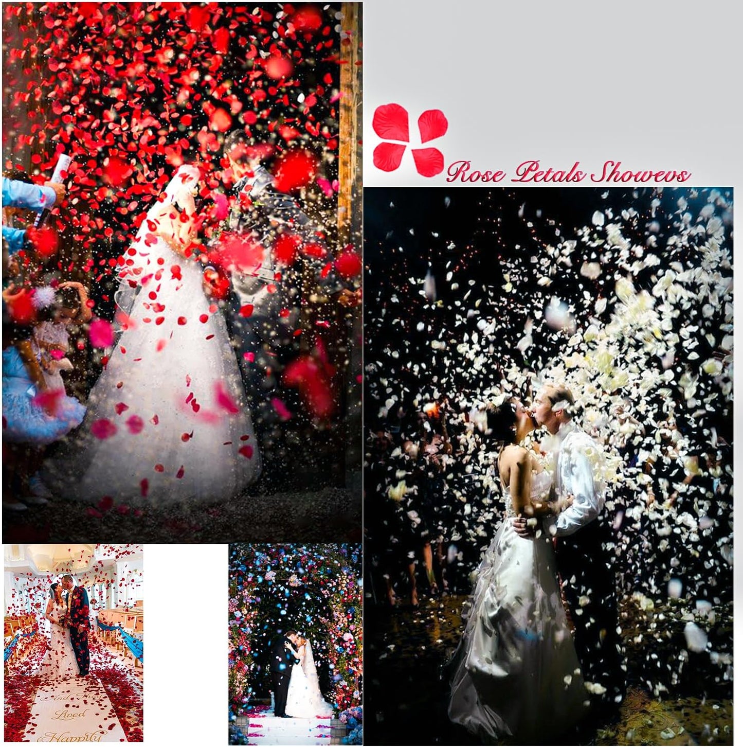 2000Pcs Rose Petals, Artificial Flower Petals Fake Rose Petals for Romantic Night,Wedding,Proposal Anniversary Flower Decorations (Big Red Dot Black, 2000pcs)