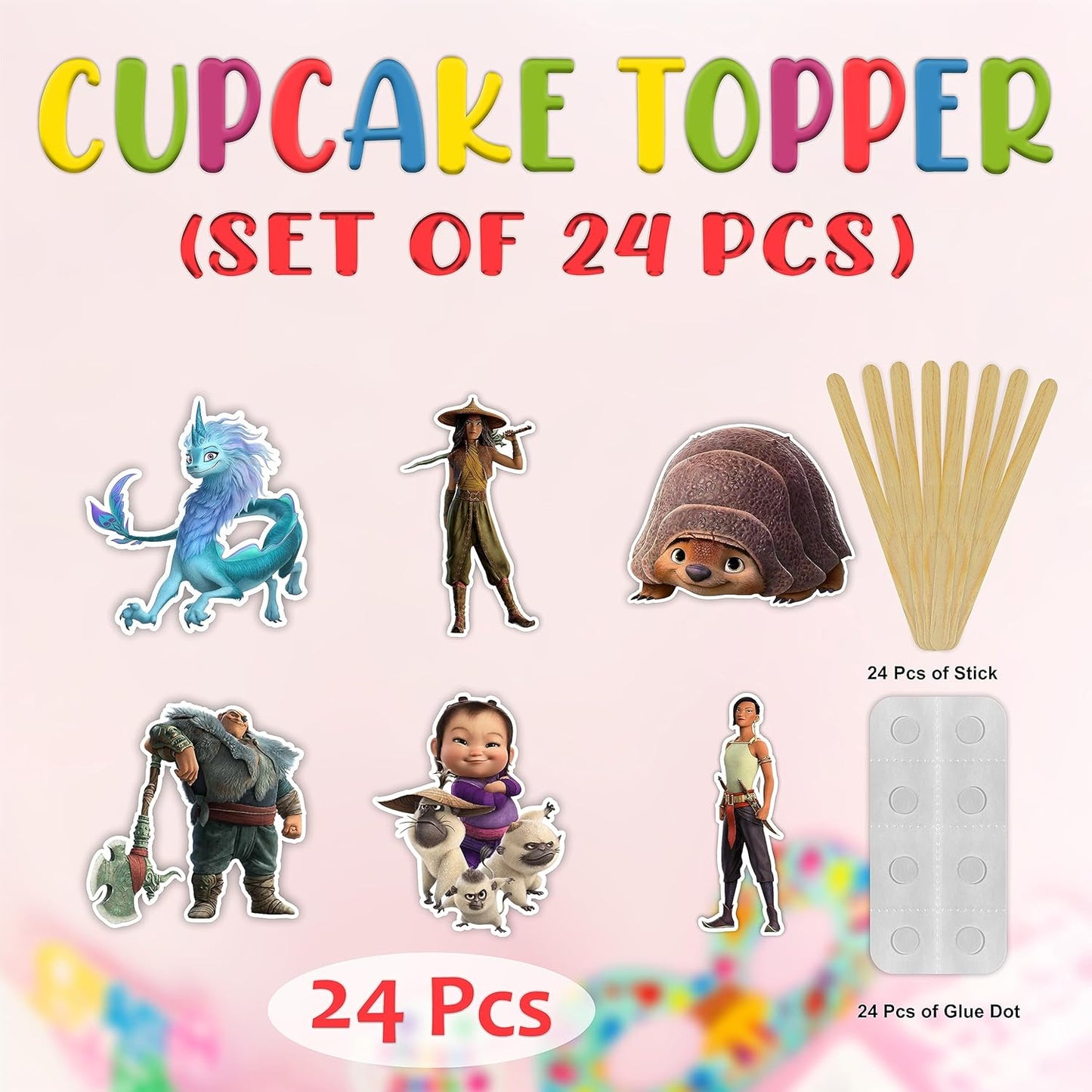 "Raya and the Last Dragn Cupcake Topper – Princess and Fantasy-Themed Party Decoration – Colorful Cupcake Picks Featuring and Friends for Birthday Parties and Themed Celebrations"