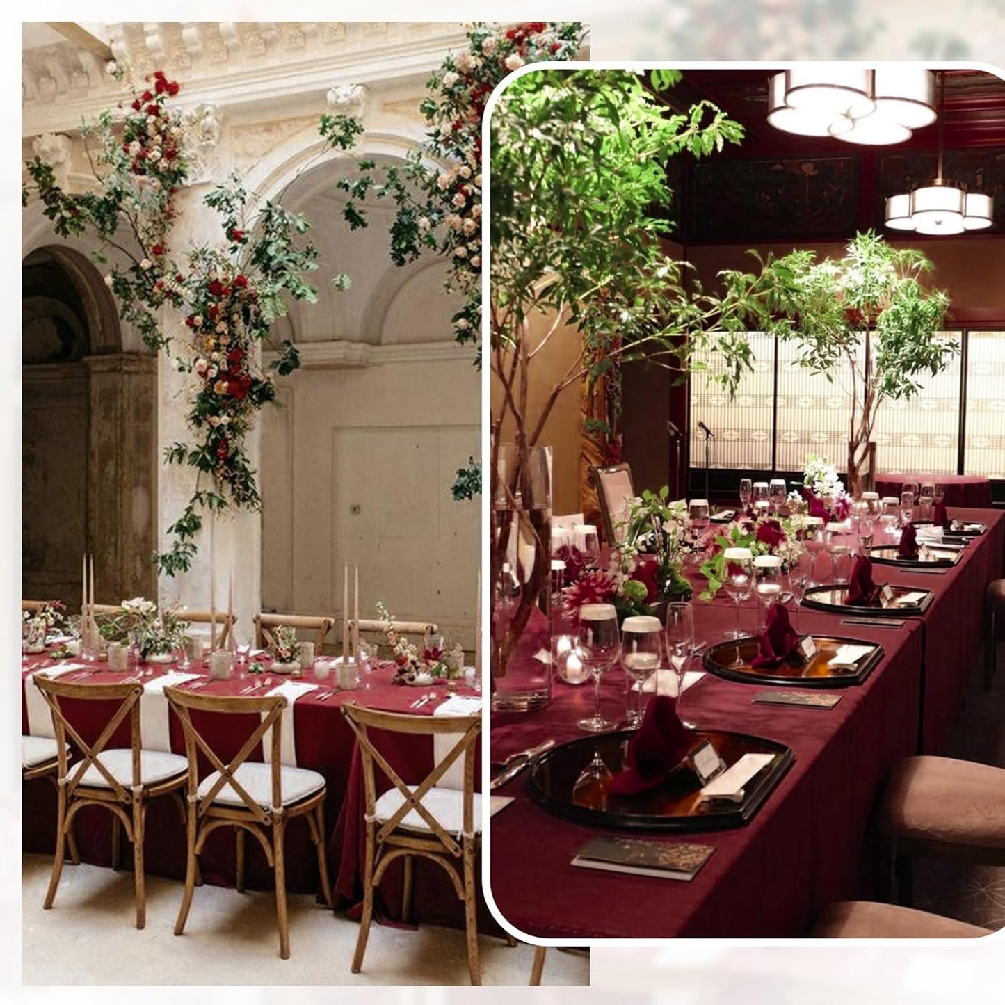 12 Pack Polyester Tablecloth Rectangle Tablecloth 60 x 102 Inch Burgundy Tablecloth for 6 Ft Rectangle Tables, Washable Fabric Table Covers Polyester Table Clothes for Wedding Parties Banque