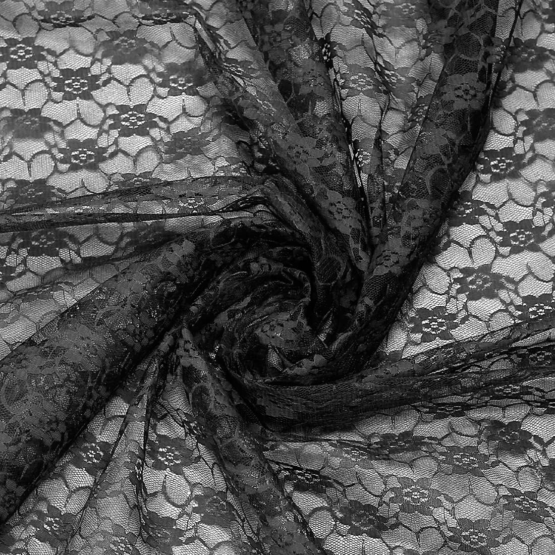 MDS Pack of 20 Wedding 12 x 108 inches Lace Table Runner for Wedding, Decorations for Birthday Parties, Banquets, Graduations, Engagements, and Runners fit Rectangle, Round Table- Black