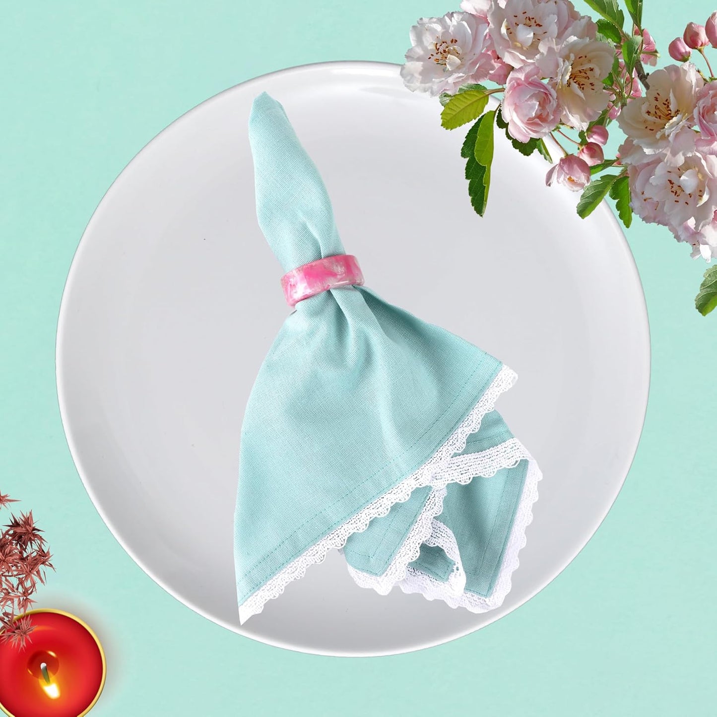 Set of 12 Epoxy Resin Napkin Rings - Colorful Napkin Ring Holders 1.5" Napkin Rings for Christmas Party Decoration, Dinning Table, Family Gatherings, Table Décor(Multi Pastel)- ALPHA Living HOME