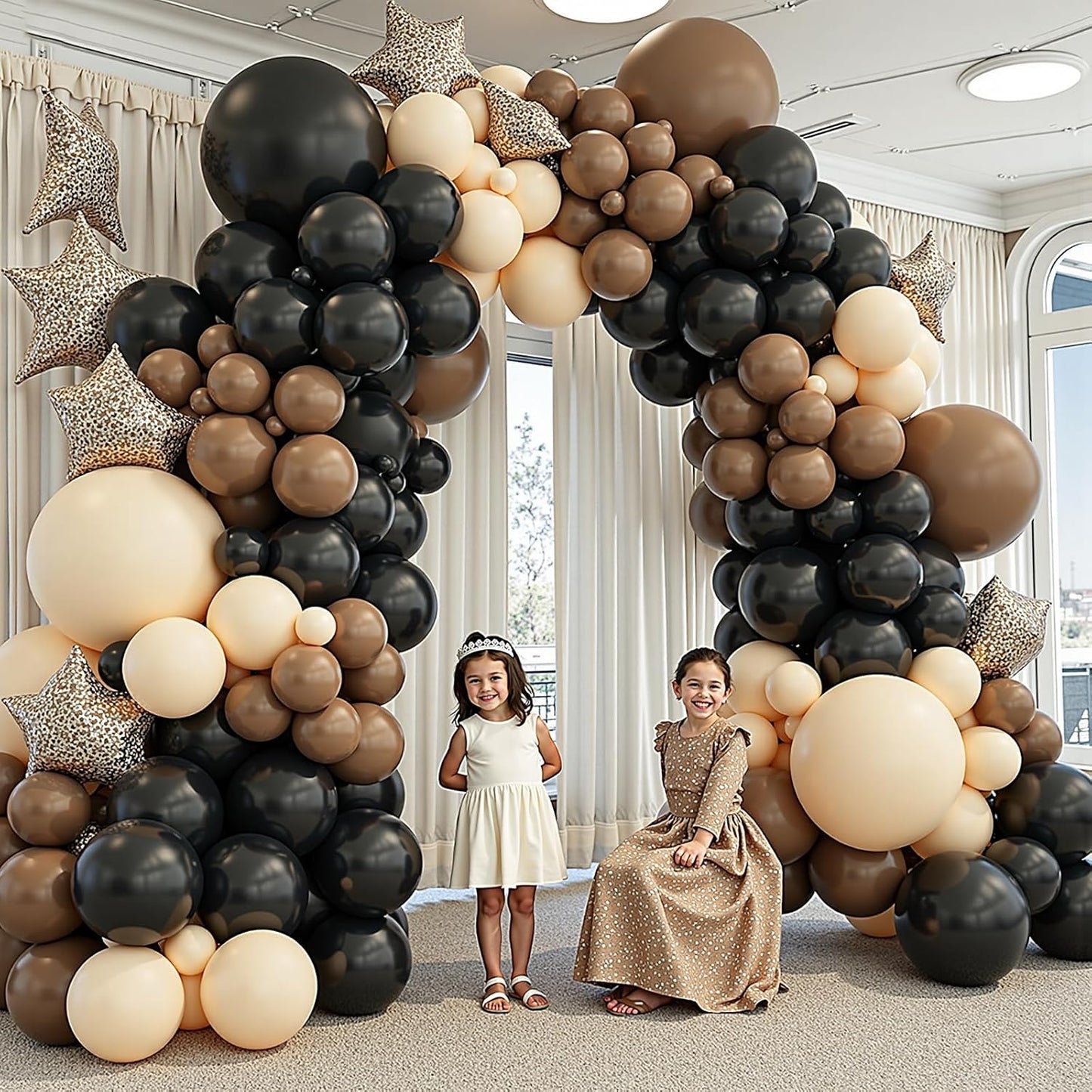 412Pcs Brown Black Nude Balloon Garland Arch Kit, 18 12 10 5 inch Different Size Latex Balloons for Boy First Rodeo Wild West Country Birthday Farm Fiesta Party Decorations