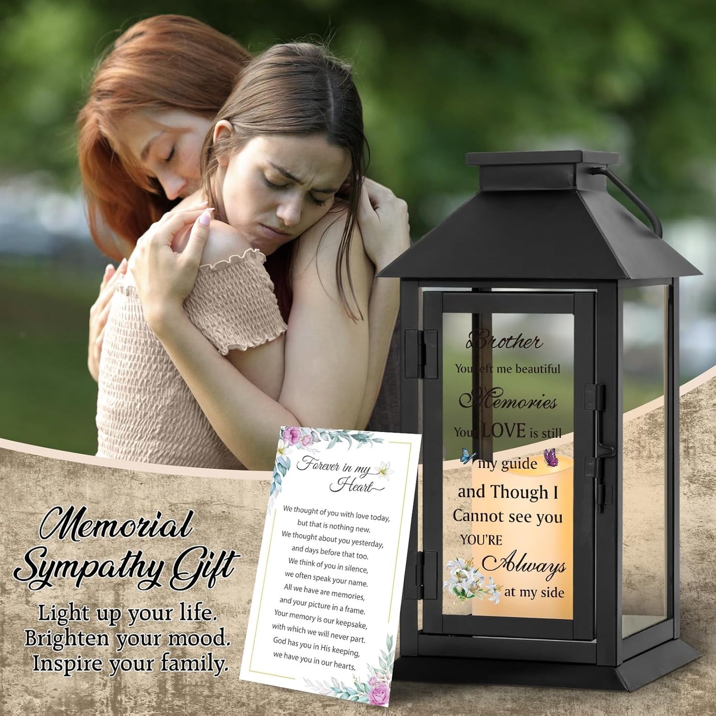 Memorial Lantern for Brother with LED Candle