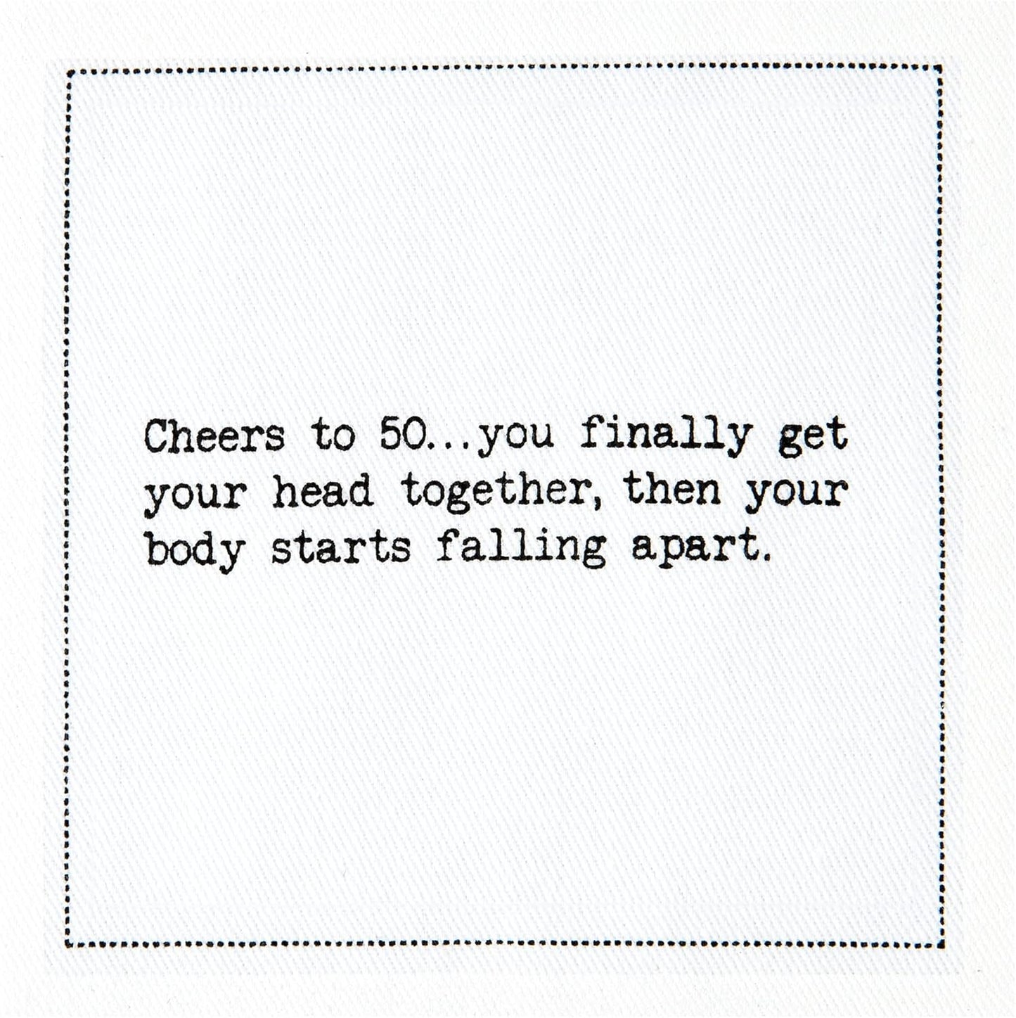 Five Star Napkins 50th Birthday Quotes White Cotton Cocktail Napkins, Beverage Napkins, Bar Napkins, Cloth Napkins, Party Napkins, Events, Holidays, Weddings, Birthdays, Disposable, 4.5" x 4.5"- (50x)