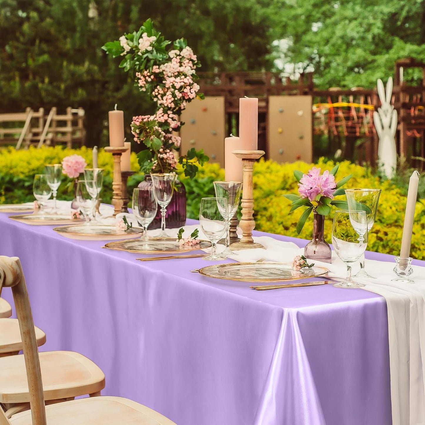 TURSTIN 4 Packs Pastel Rainbow Satin Tablecloth 102 x 58 Inch Overlay Satin Table Cover Rectangle Bright Silk Tablecloth Smooth Fabric Table Decoration for Wedding Banquet Party Events