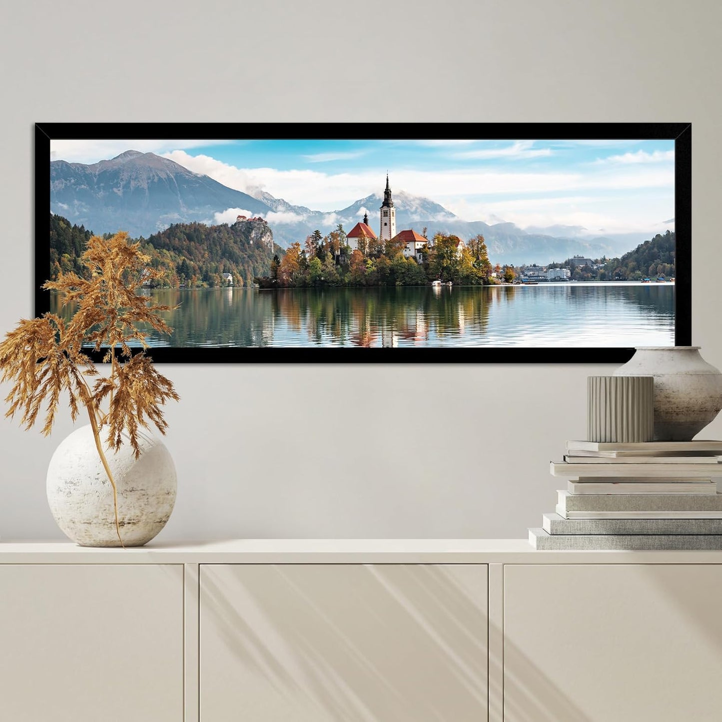 13x39 Puzzle Frame 2 Packs, Real Glass and Black Wood Frame, Display Panoramic 13 x 39 Picture Frames - Horizontal or Vertical Wall Mounting