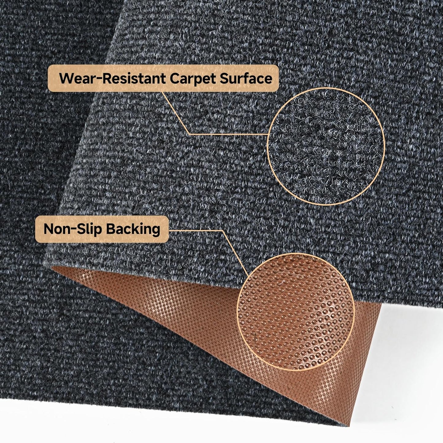 jxgzyy Runner Rugs 3 x 10 ft, Non Slip Entrance Doormat, 0.25” Thickness Indoor Outdoor Carpet Runner with Rubber Backing, Waterproof Custom Size Heavy Duty Floor Mat for Hallway Laundry Patio