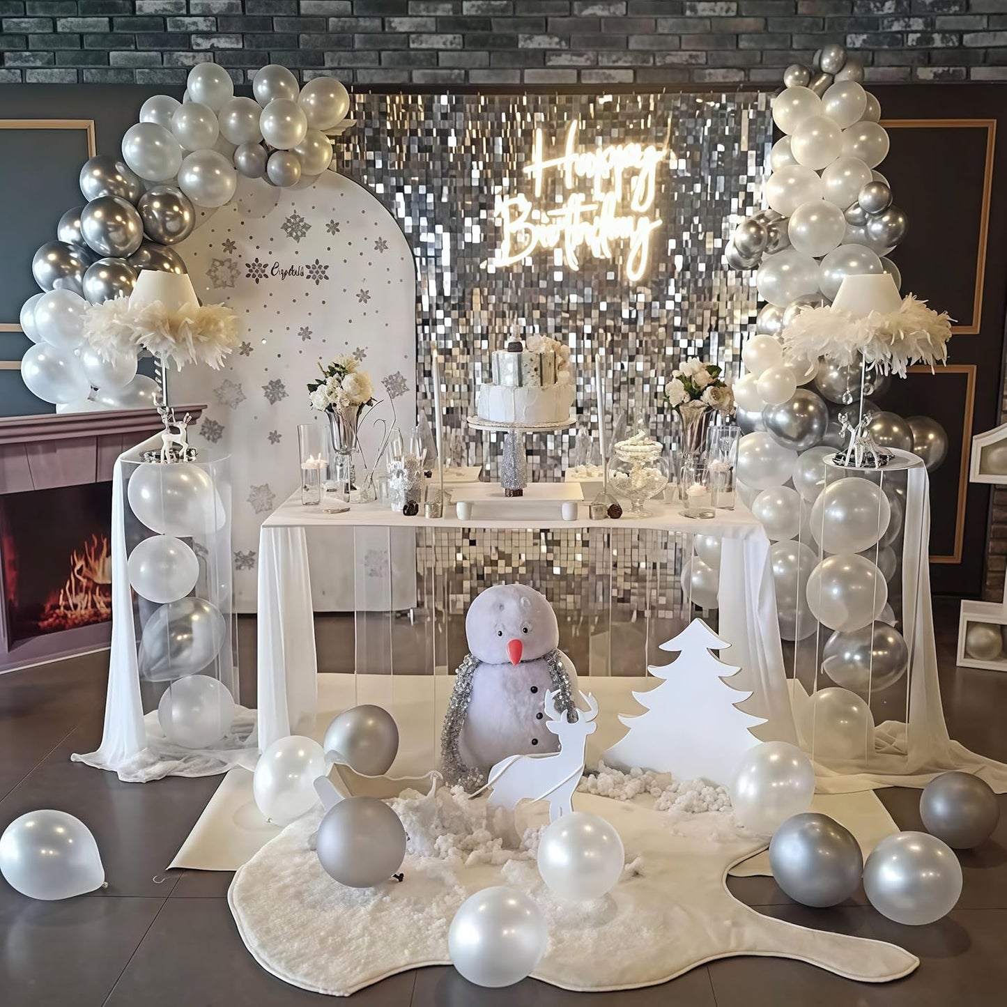 Winter Wonderland Balloons, Pearl White Snowflakes for Ice Wonderland Christmas Baby Shower Princess Theme Birthday Party Decorations Supplies