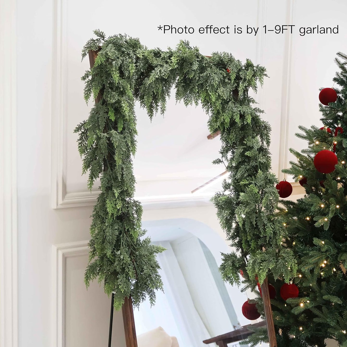 Christmas Cedar Garland Artificial Real Touch Thickness Realistic Greenery Pine Garland for Mantle Fireplace Outdoor Indoor Christmas Decorations 5FT