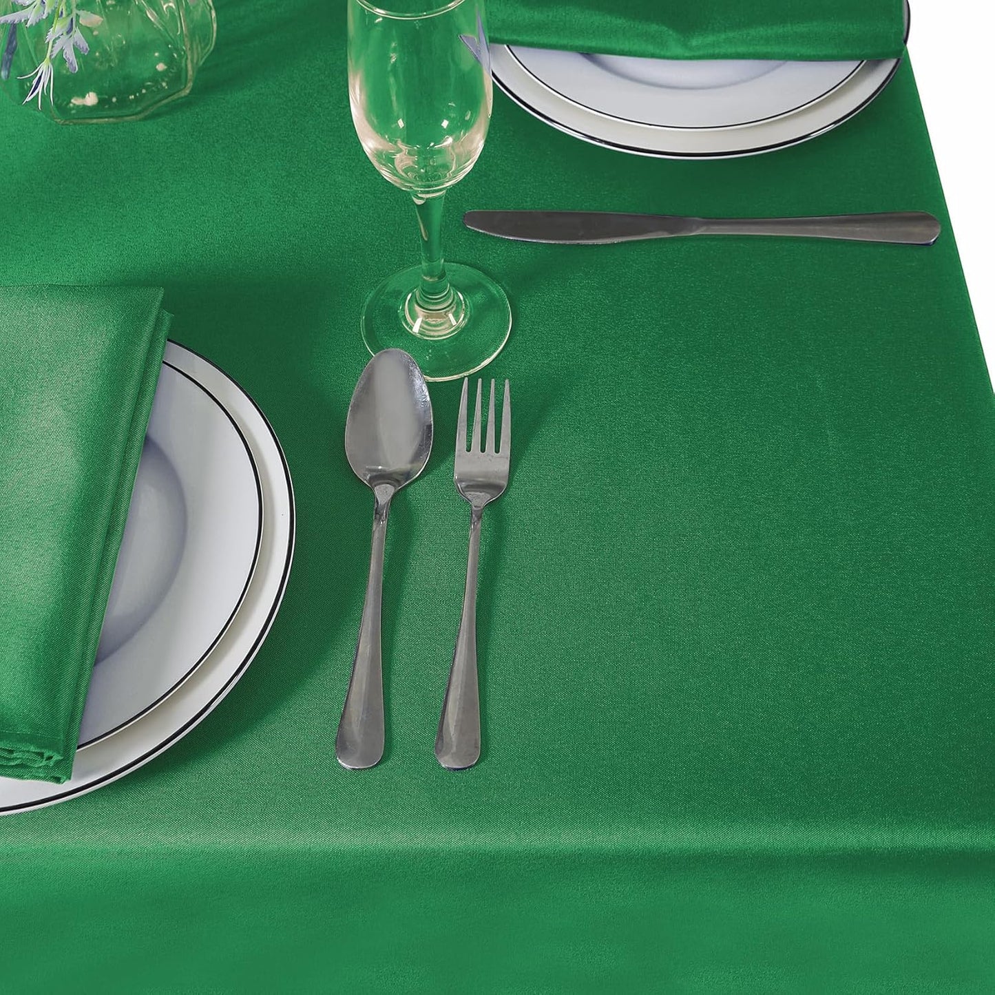 132 inch Round Tablecloth Washable Polyester Table Cloth Decorative Table Cover for Wedding Party Dining Banquet(132 inch,Emerald)