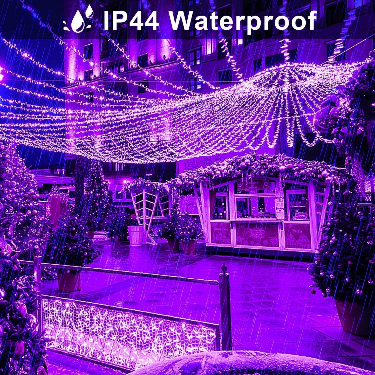 JMEXSUSS 91.5ft 250 LED Purple String Lights Indoor, Connectable 8 Modes Purple Christmas Lights Outdoor Waterproof, Plug-in Clear Wire Fairy String Light for Christmas Bedroom Party Tree Decorations