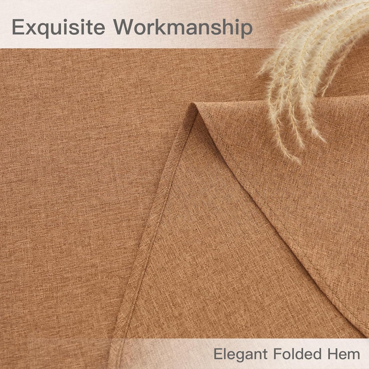 maxmill Fall Round Tablecloth Linen Texture Stain Resistant Waterproof Anti-Shrink Spillproof Washable Soft Table Cloth for Dining Room, Farmhouse Harvest Thanksgiving Holiday Party, 70 Inch, Amber