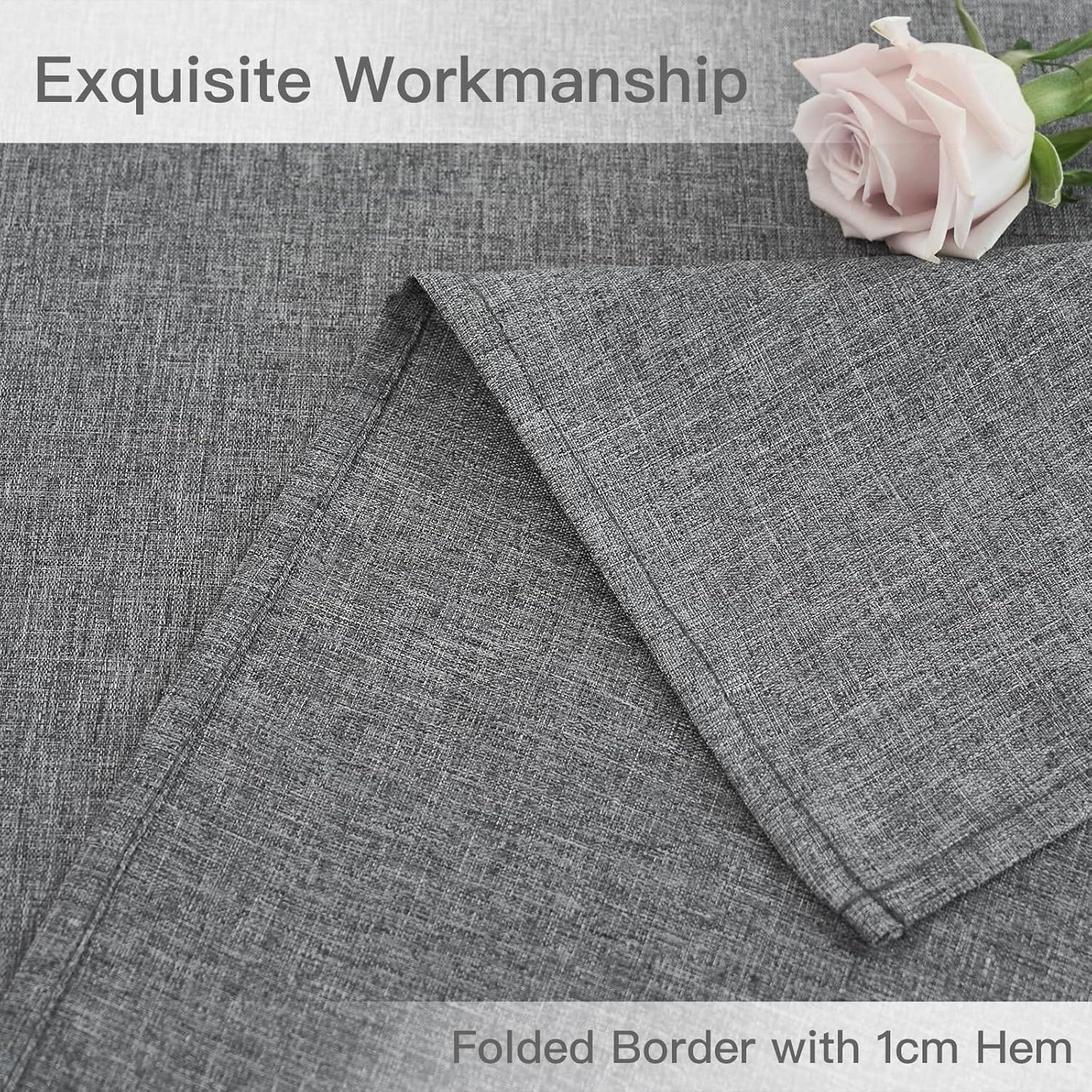 maxmill Rectangle Linen Textured Tablecloth Waterproof Spillproof Wrinkle Free Washable Fabric Table Cloth Kitchen Dining Tabletop Decoration Table Cover for Holiday Party, 52 x 70 Inch, Dark Grey