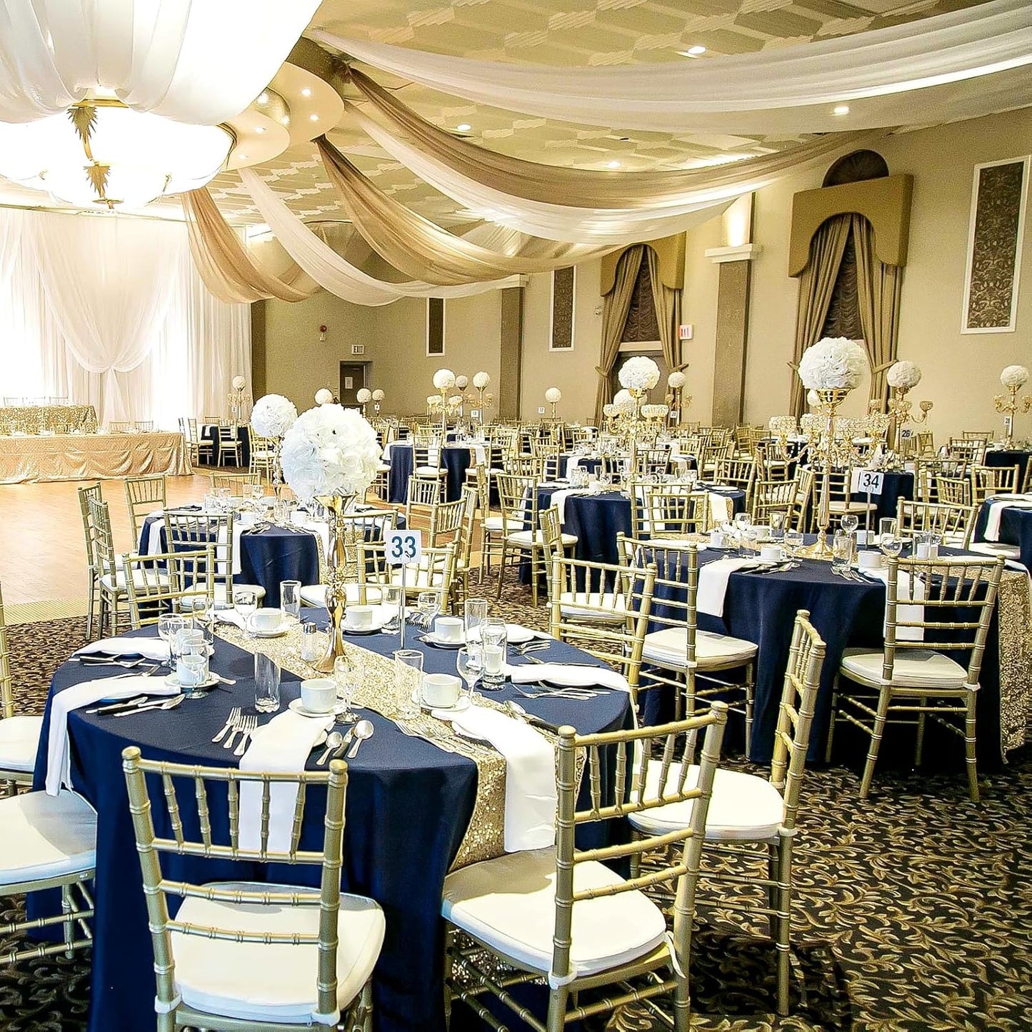 12 Pack 108 Inch Round Tablecloth, Navy Blue Polyester Table Cloth for Round Table, Fabric Washable TableCover for Wedding Party Dining TableBuffet Banquet Restaurant and Camping