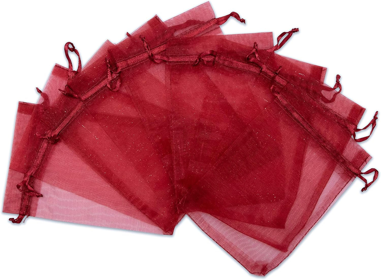 TheDisplayGuys 48-Pack 6x8 Maroon Sheer Organza Gift Bags with Drawstring, Jewelry Candy Treat Wedding Party Favors Mesh Pouch